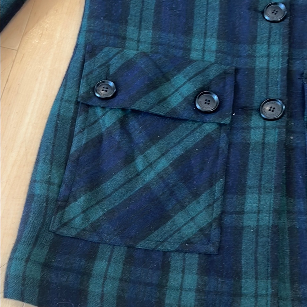 Pendleton Blue and Green Plaid Trench Coat size 2 - Picture 4 of 15